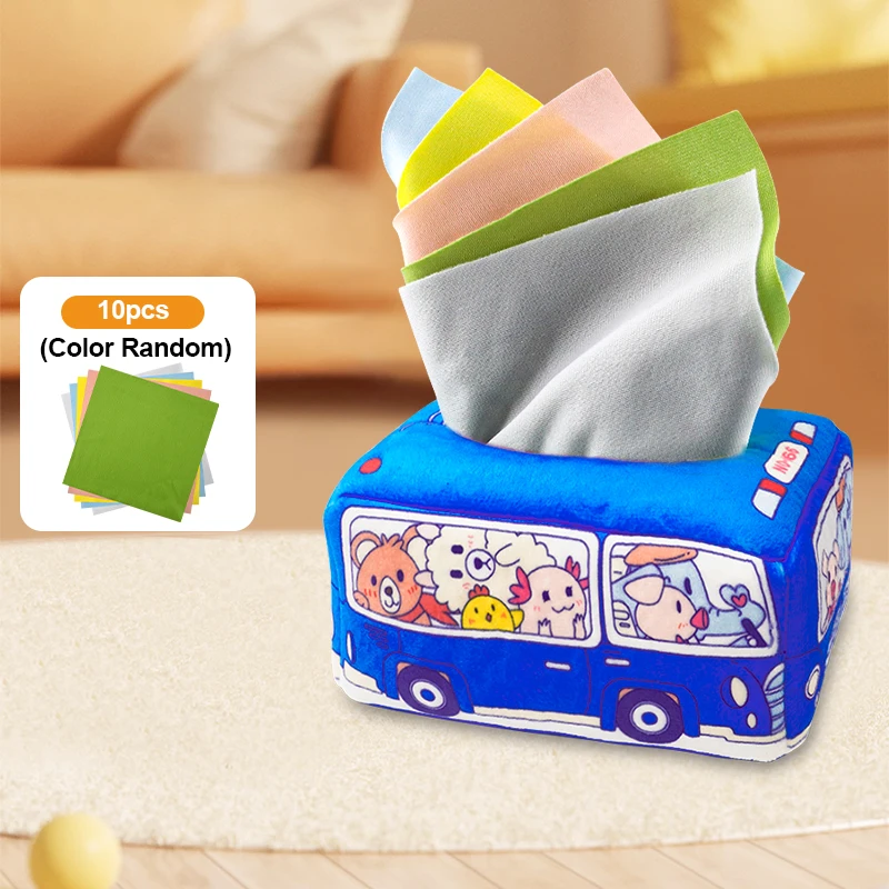 กระดาษเช็ดมือแบบฉีกสำหรับเด็ก กล่องกระดาษทิชชู่ ของเล่นเสริมพัฒนาการเด็กเล็ก ของเล่นผ้าเด็กแบบมอนเตสซอรี่