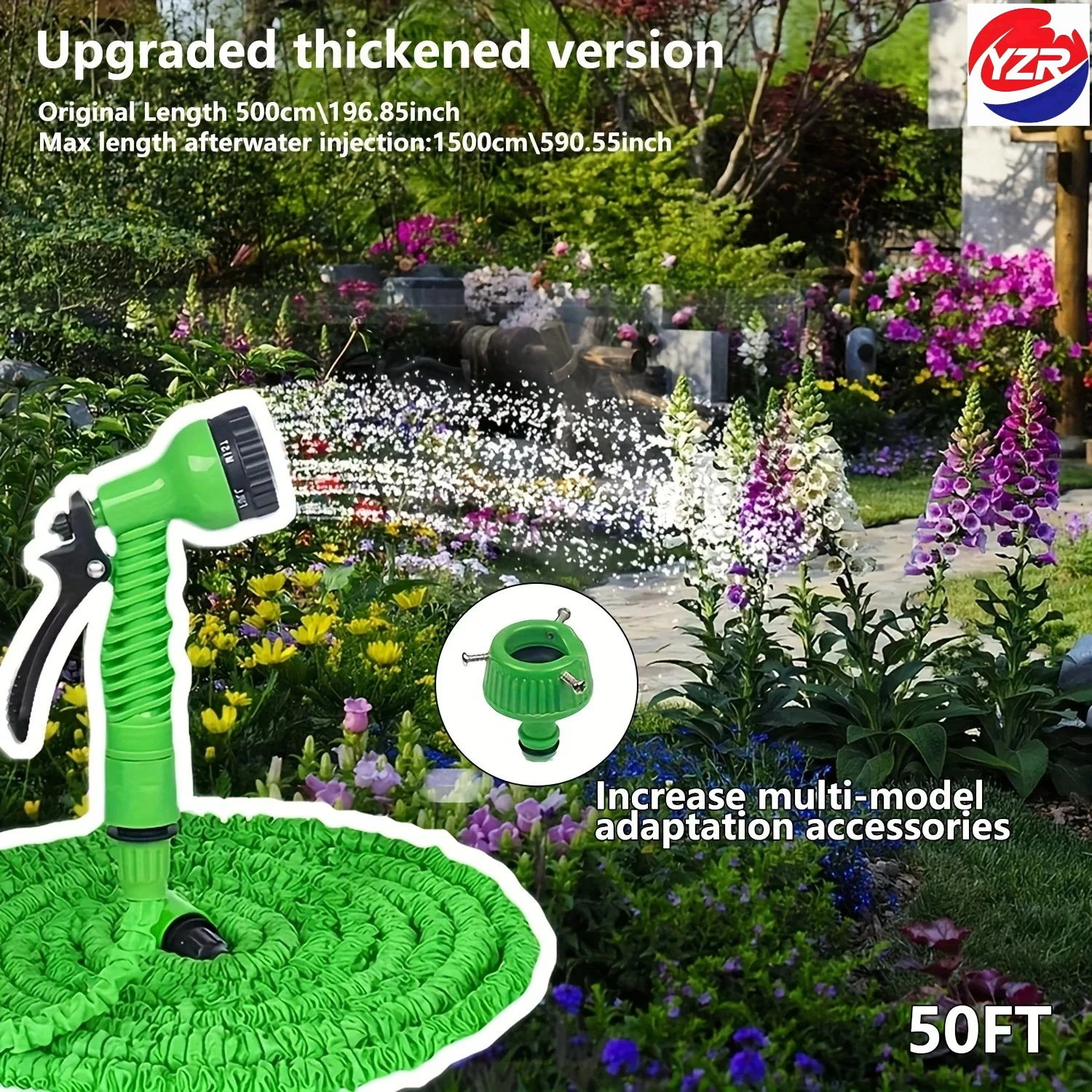 

1ps of 50ft(about 15m) Water Spray Kit Extendable Hose High-pressure Irrigation Multifunctional Car Wash Retractable Garden Hose