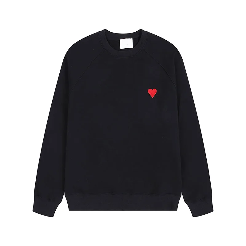 New Products Women's Crew Neck Hoodie Sweater Pullover Shoulder Retro Simple Heart Pattern Embroidered Loose Men's Sports Tops