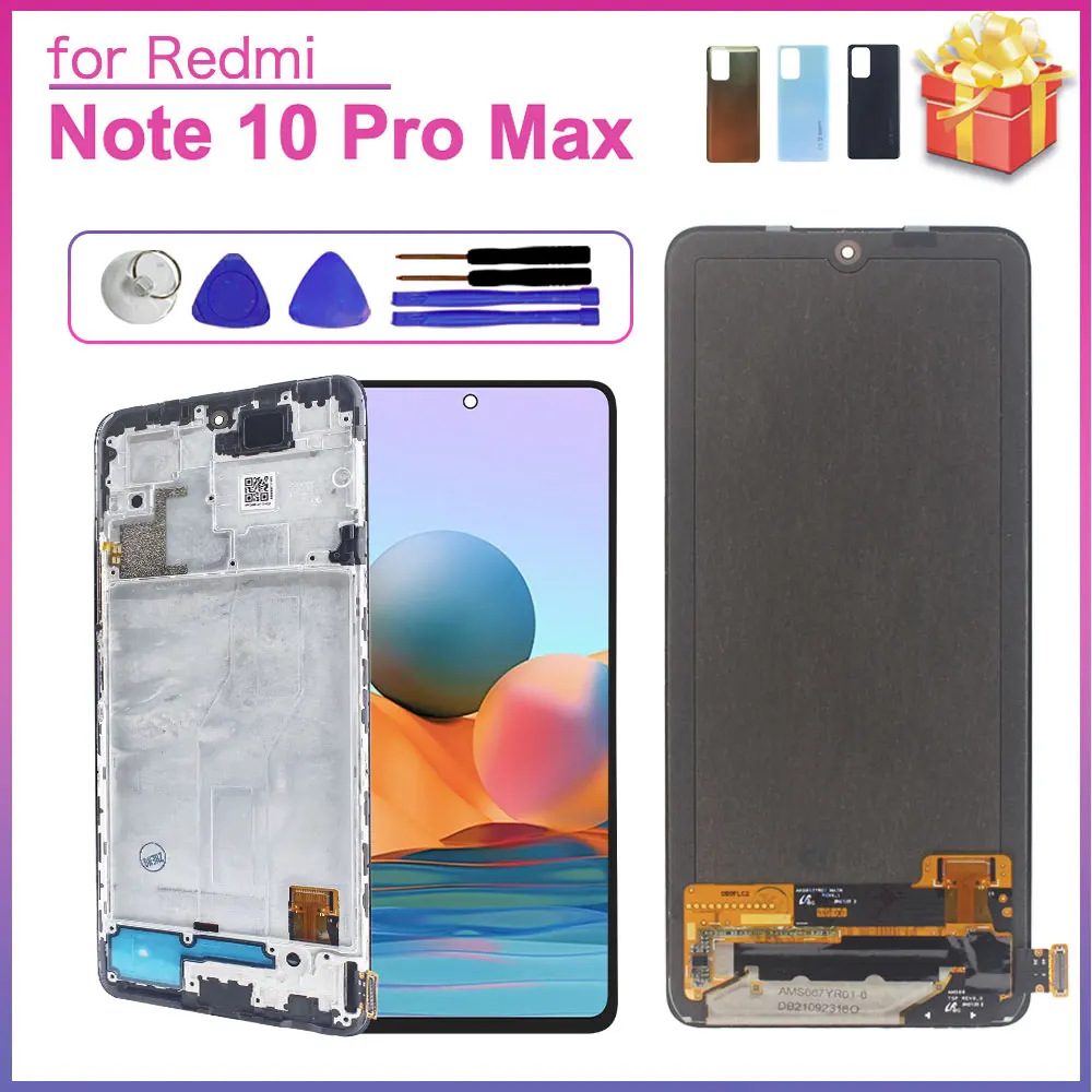 New LCD for Redmi Note 10 Pro Max Display Touch Screen Digitizer Assembly with Frame for Redmi Note 10 Pro Max M2101K6I