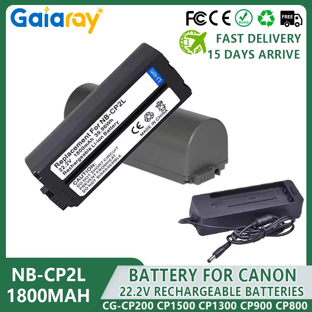 NB-CP2LH NB-CP2L Battery 1800mAh Rechargeable Batteries and Charger for Canon SELPHY NB-CP1L,CG-CP200 CP1500 CP1300 CP900 CP800