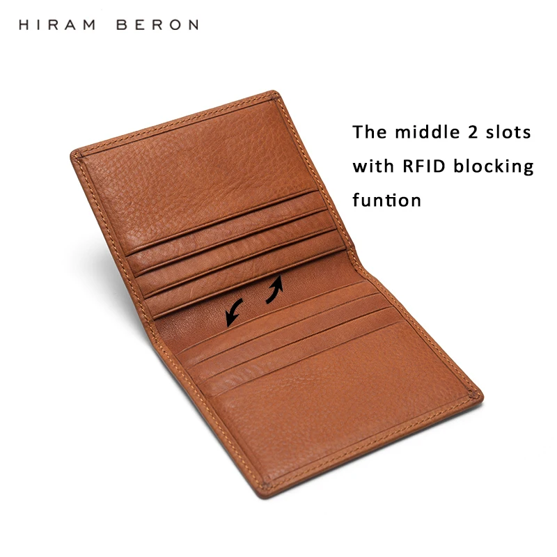 Full Grain Italian Vegetable Tanned Leather Card Holder RFID Blocking Funtion Compact Wallet