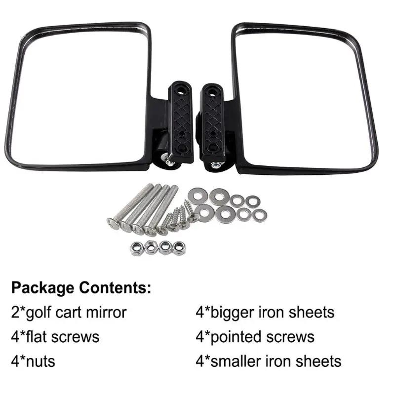 2Pcs Clear Golf Cart Wide Panoramic Rear View Mirror Side Border Fits Club Car Drop Shipping