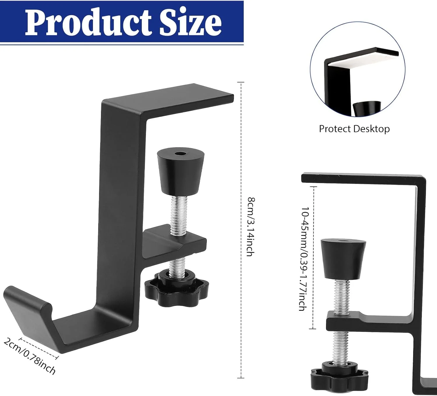 Hoofdtelefoonhaakhanger Universele aluminium gaming-hoofdtelefoonstandaard onder bureau Antislip verstelbare bureau-hoofdtelefoonhangerhaak