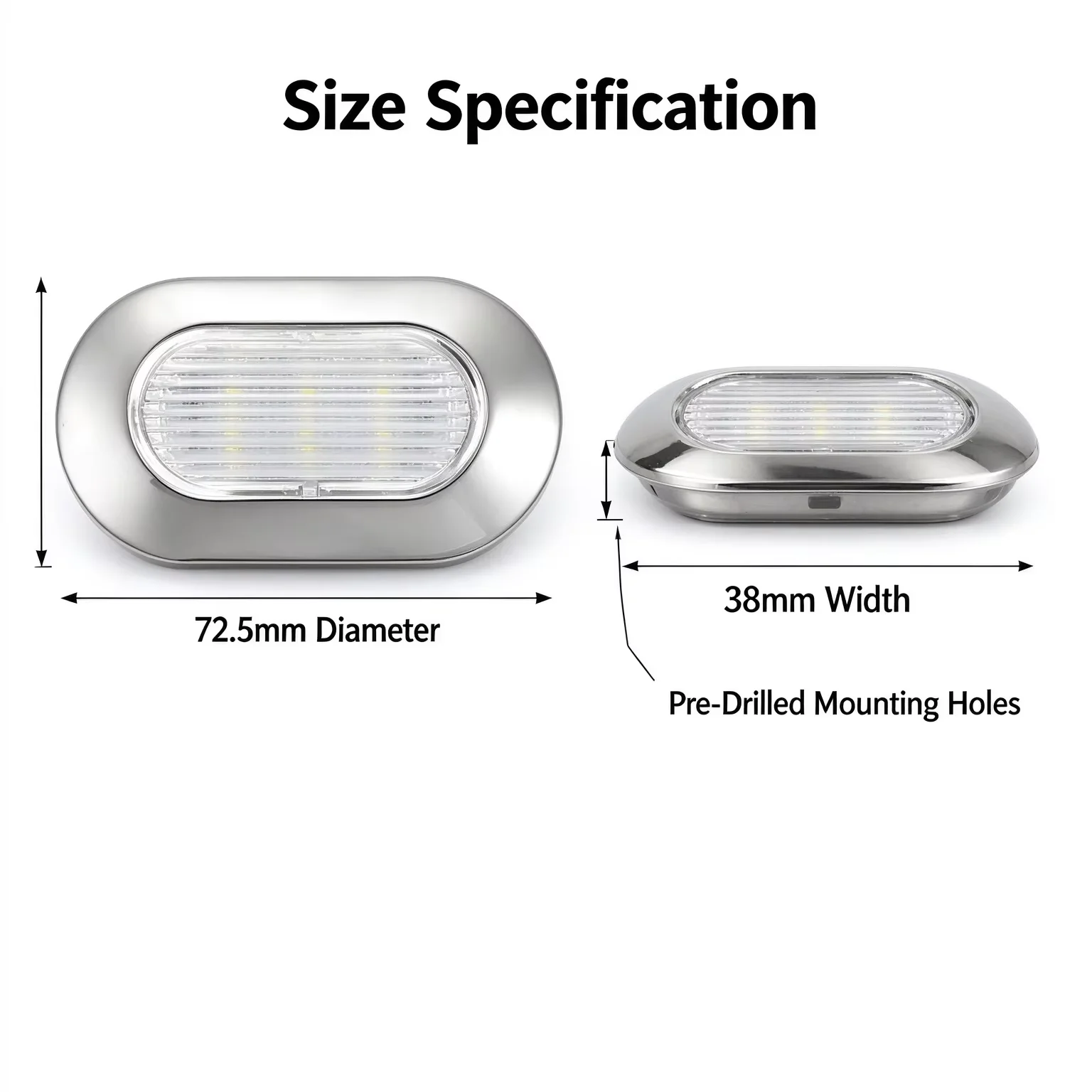 Waterproof Blue LED Boat Interior Light 12V Yacht RV Ceiling Lamp 73x38mm Step Courtesy Light