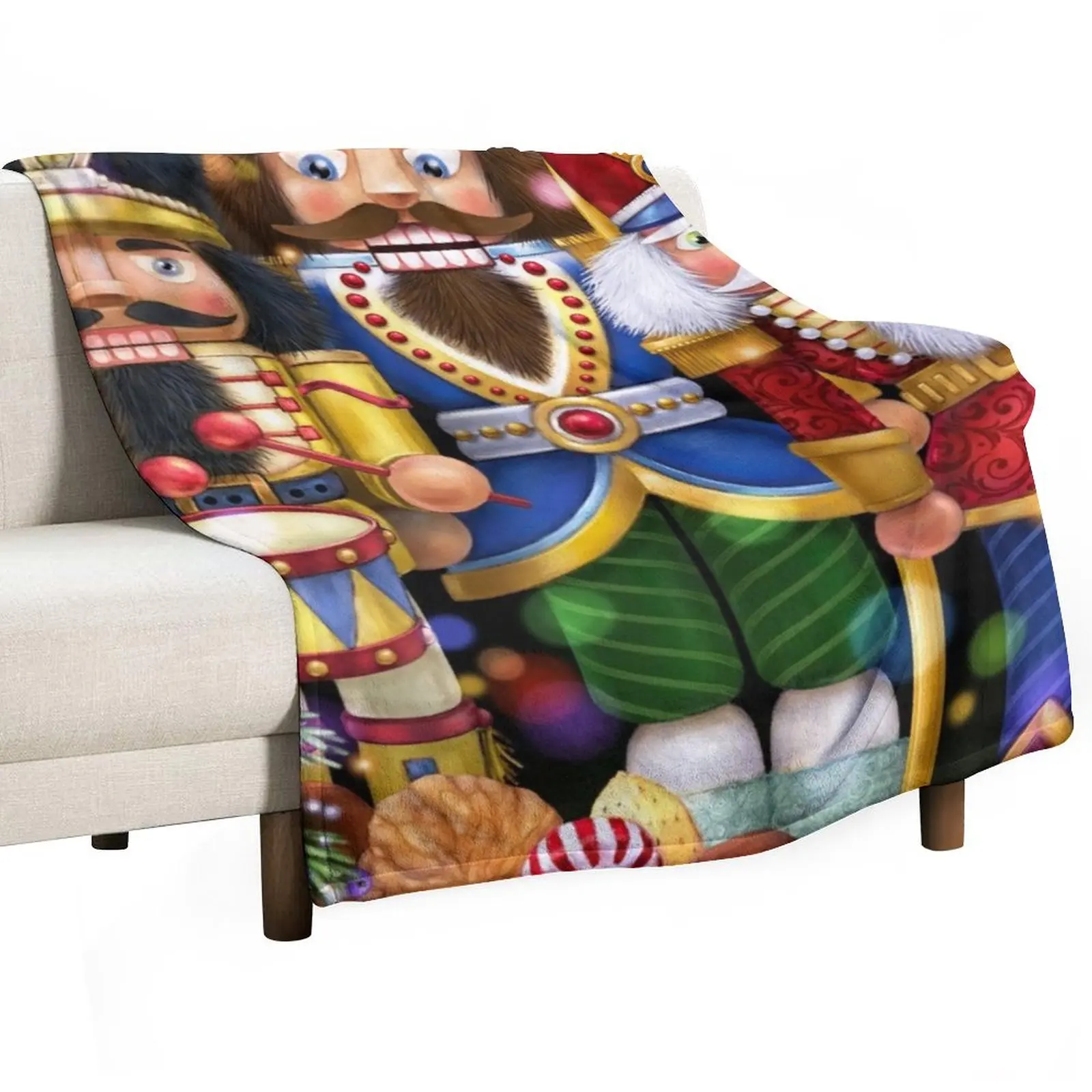 

Three Nutcrackers Throw Blanket christmas decoration Multi-Purpose Cute Quilt Blankets