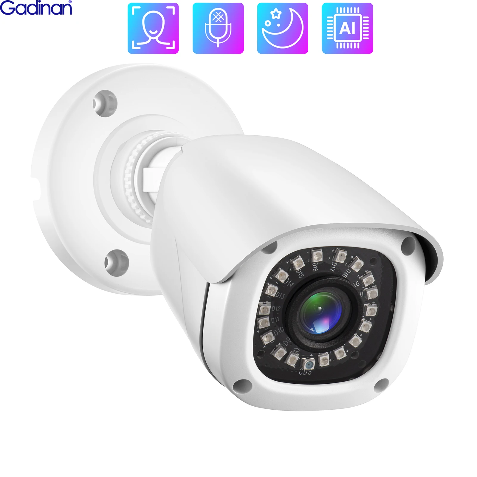 

Gadinan HD 8MP 5MP 4MP POE IP Camera H.265 IR Leds P2P Face Detection Outdoor Waterproof Bullet CCTV Camera Video Surveillance
