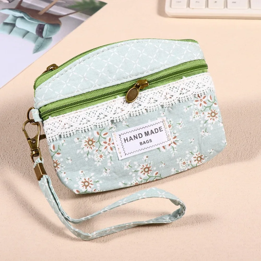 

Fashion Printed Fabric Money Bag Double Zipper Ethnic Style Coin Purse Wrist Bag Women Girls