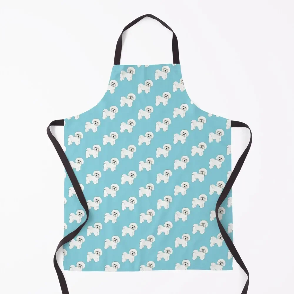 

Bichon Frise dog on blue Apron Womens Dresses Household Items Useful Apron