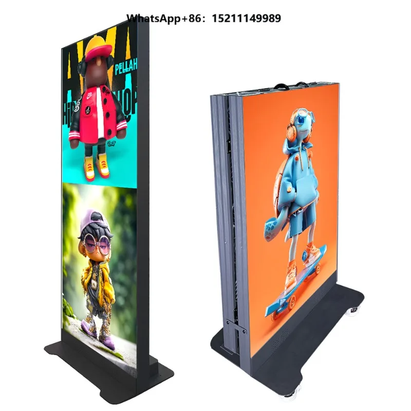P2.5 Foldable LED Digital Poster Screen with Wireless Content Control Slim Portable Advertising Display