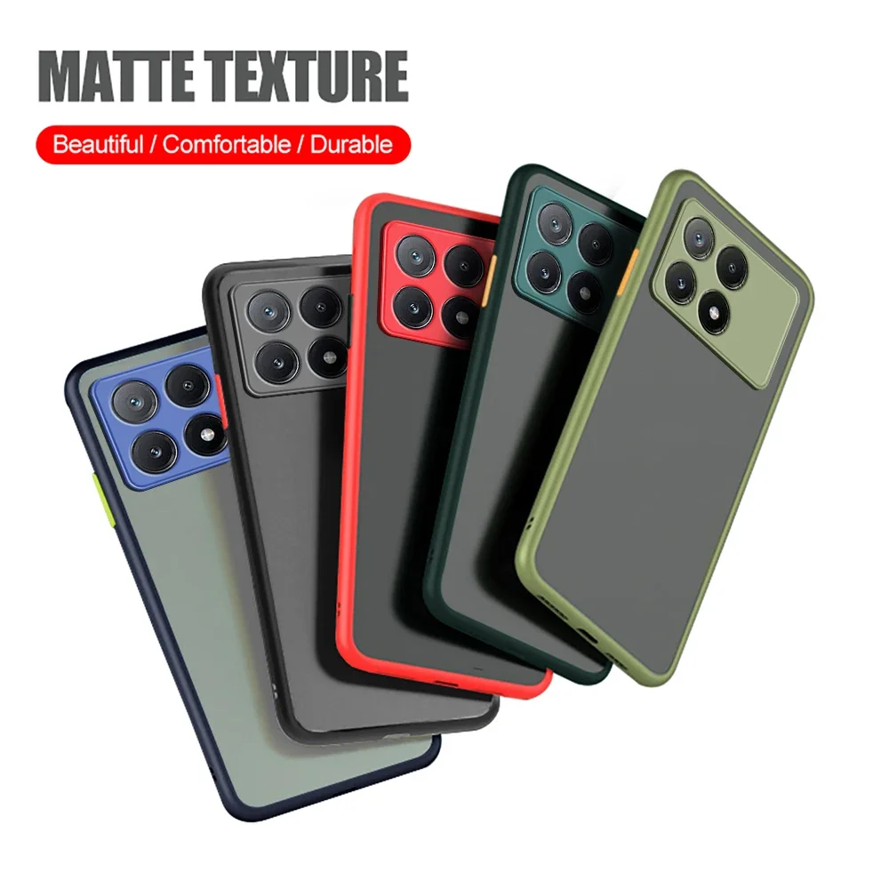 PocoX6pro Case Clear Hard PC Matte Armor Cover For Xiaomi Poco X6 Pro Poko Little X 6 X6Pro 5G TPU Soft Bumper Shockproof Coque