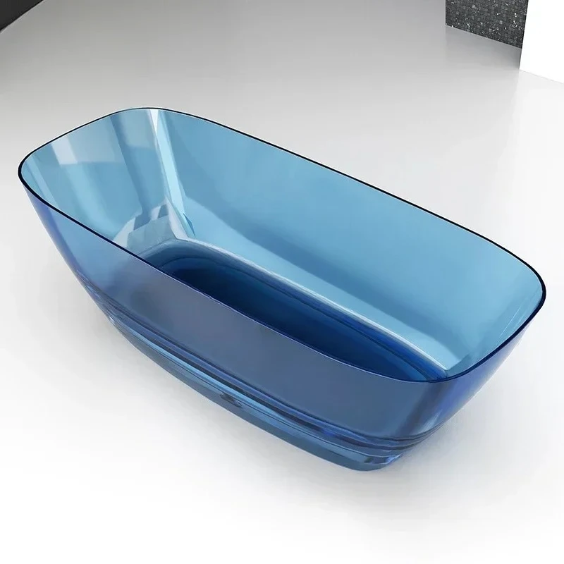 

Y ATransparent bathtub household detached small apartment colored resin glass hotel bed and breakfast double bathtub