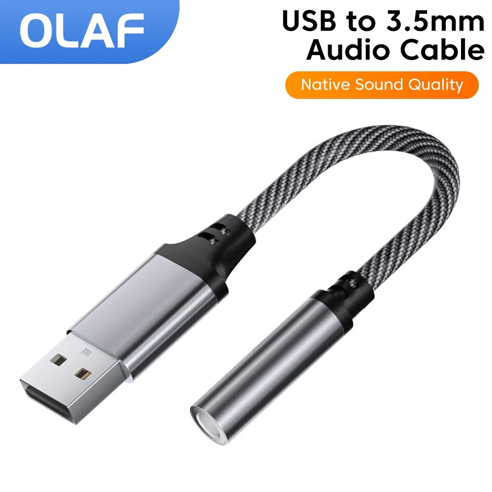 USB to 3.5mm Jack Audio Adapter Cable USB Male to 3.5 MM Female Aux Audio Converter 3.5 Jack Headphones Converter For PC Laptop