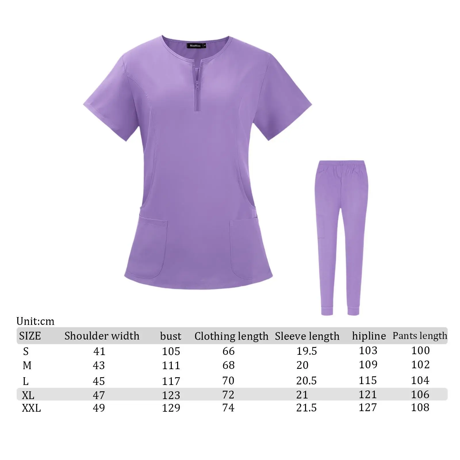 Uniforms Scrub Set Nurse Top Pants with Pockets for Cosmetology Pet Groomer