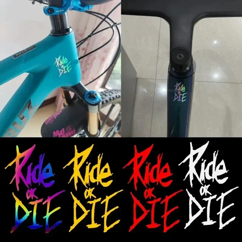 1/2Pcs MTB Bike Frame Sticker Ride Or Die Top Tube Sticker Bicycle Decals Decorative Frame Stickers Bike Stickers Bike Decal