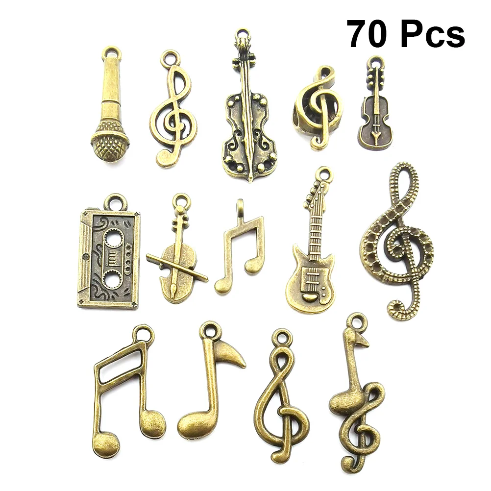 70 Pcs DIY Pendant Bracelet Decor Alloy Charm Jewelry Pendants Musical Instrument