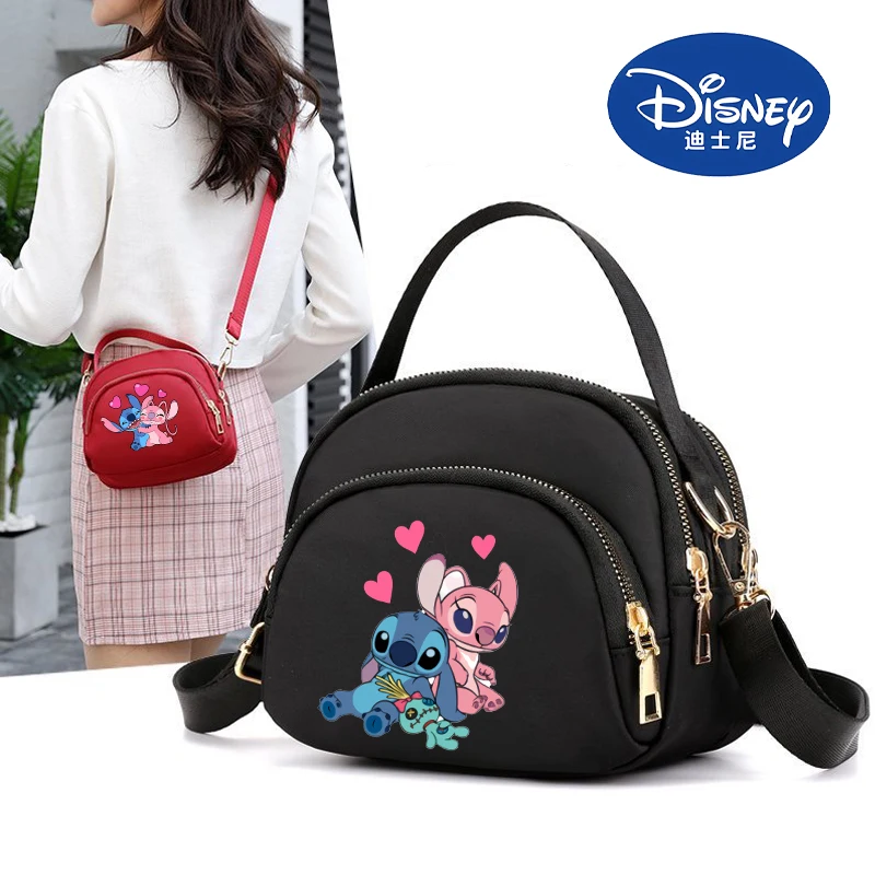 Disney Stitch Women Shoulder Bag Anime Cartoon Zipper Satchel Bag Lady Multi-functional Mobile Phone Storage Bag Mini Handbags