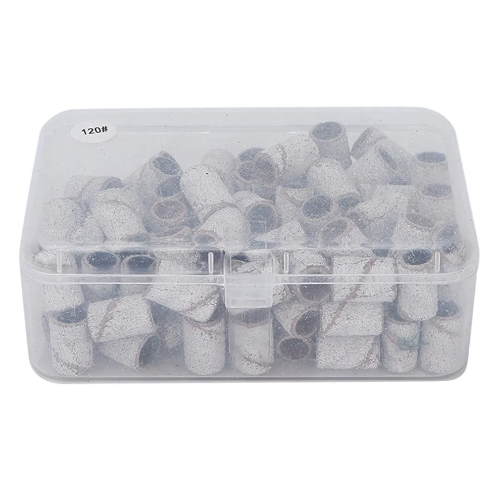 100pcs Professional White Nail Art Sanding Bands Cylindrical Nail Sanding Bands Nail Drill Sanding Bands Professional Manicures