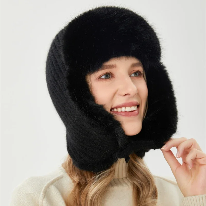 Gorros Winter Women Russia Ushanka Bomber Hats Pilot Trapper Aviator Cap Faux Rabbit Fur Earflap Snow Cap Шапки Зимние Меховые