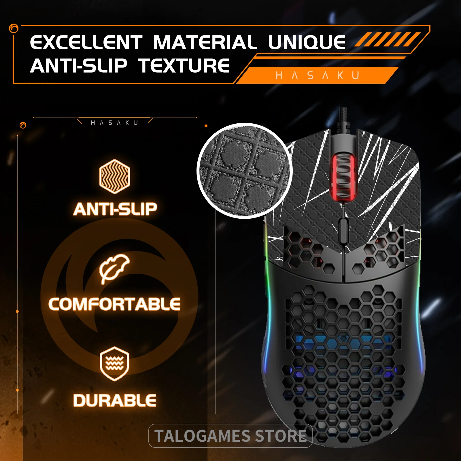 HASAKU Mouse Grip Tape, adesivo artesanal para modelo glorioso O-Minus, mouse para jogos, atualização, confortável e durável