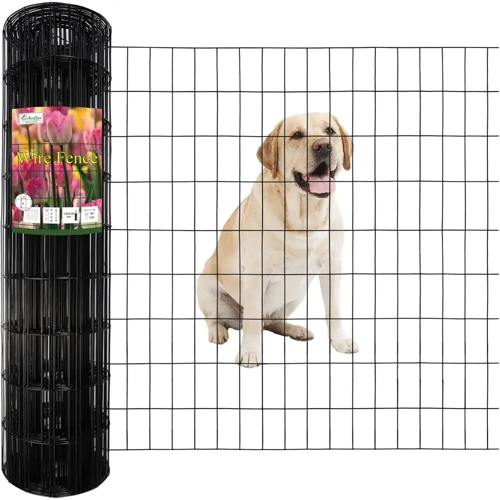 

Black PVC Coated Welded Wire ence 36 Inch x 50 oot, 2 Inch x 4 Inch 14GA, Garden Border encing Roll Vinyl Coating Metal Wire Mes