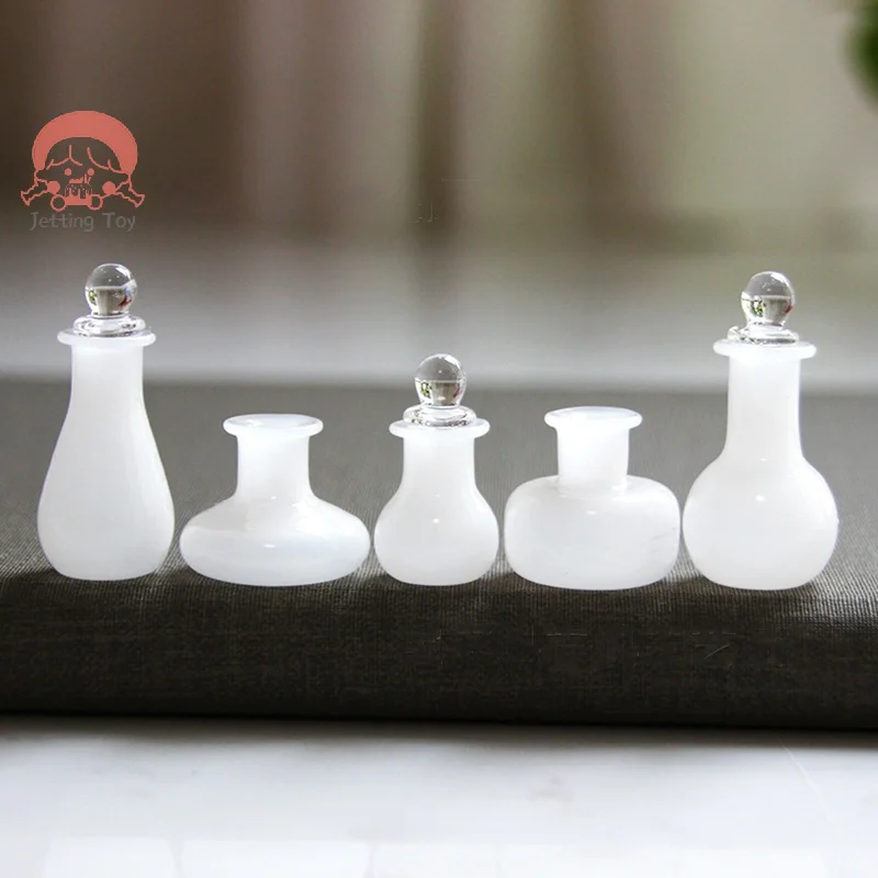 1:12 Dollhouse Miniature Glass Bottle Storage Jar Mini Geometric Shape Bottle Sealed Storage Bottle With Lid Vase Model Toys