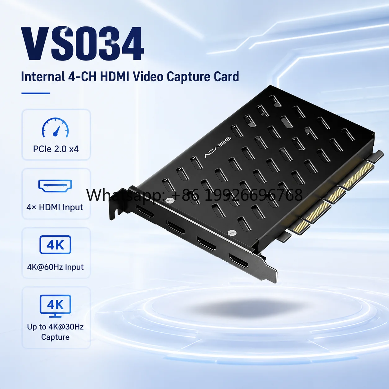 PCIe X4 4CH HDMI Capture Card 4K60 HDMI1.4 YUY2 Full Aluminum Internal PCI Video Capture Card
