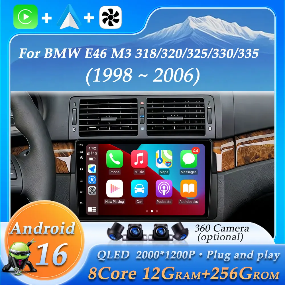 

Accessories GPS Navi for BMW E46 M3 318/320/325/330/335 1998 - 2006 Car Radio Audio Video Wireless CarPlay Multimedia Player 4G