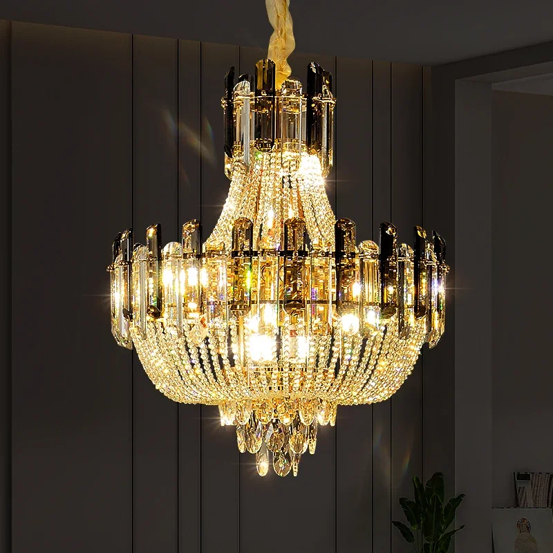Nordic Design Luxury Crystal LED Chandelier Villa Living Room Hotel Lobby Restaurant High-end Pendant Lamps Home Decor Lighting
