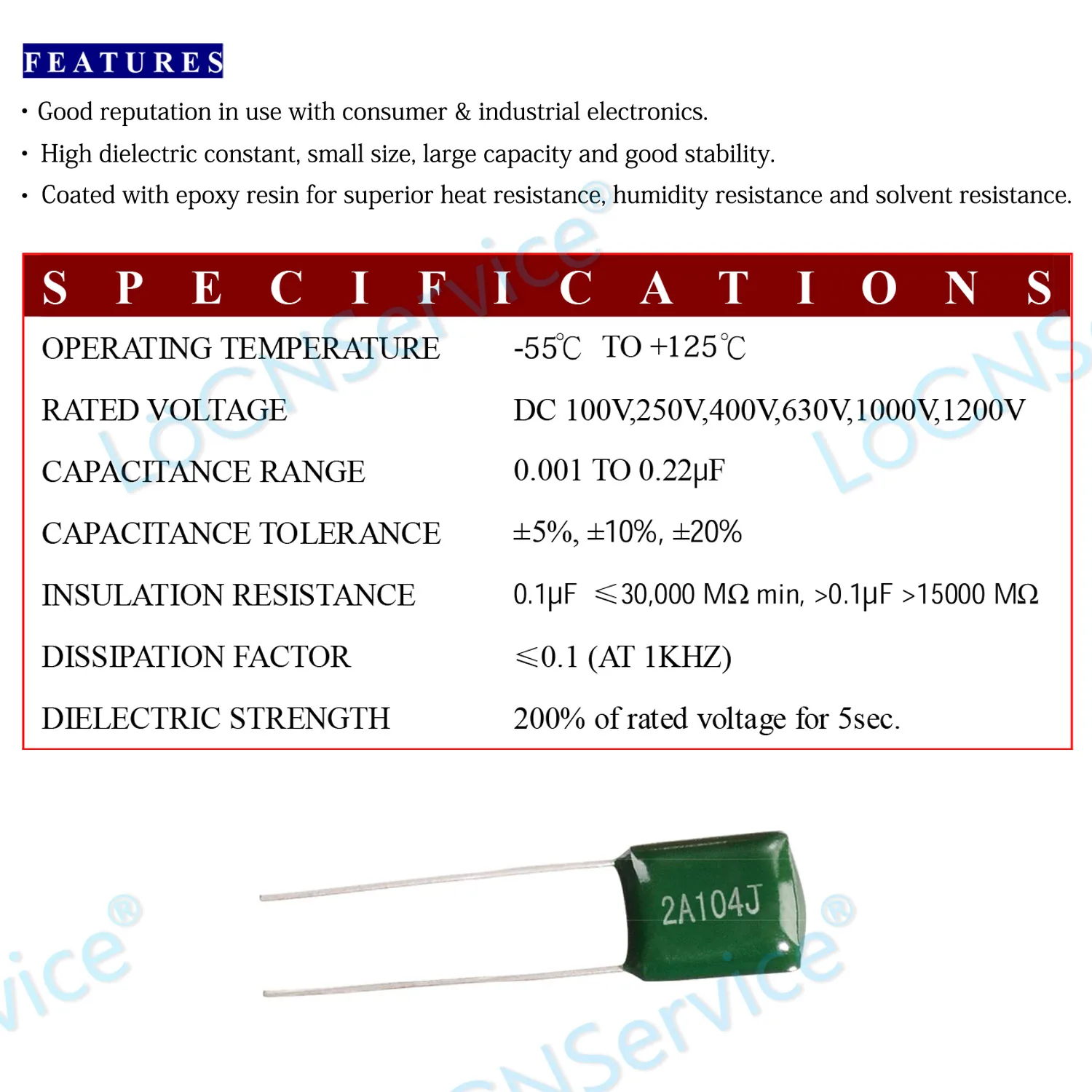 1000PCS Polyester film capacitor 100V 2A272J 2A332J 2A392J 2A472J 2A562J 2A682J 2.7NF 3.3NF 3.9NF 4.7NF 5.6NF 6.8NF High quality