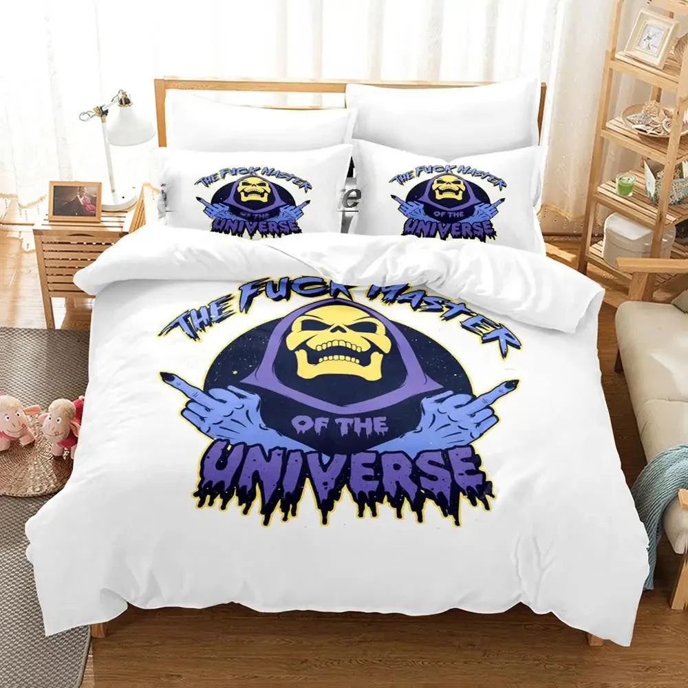 2024 Skull Skeletor Bedding Set Single Twin Full Queen King Size Aldult Duvetcover Sets for Boys Bedroom Anime Bed Sheet Set New