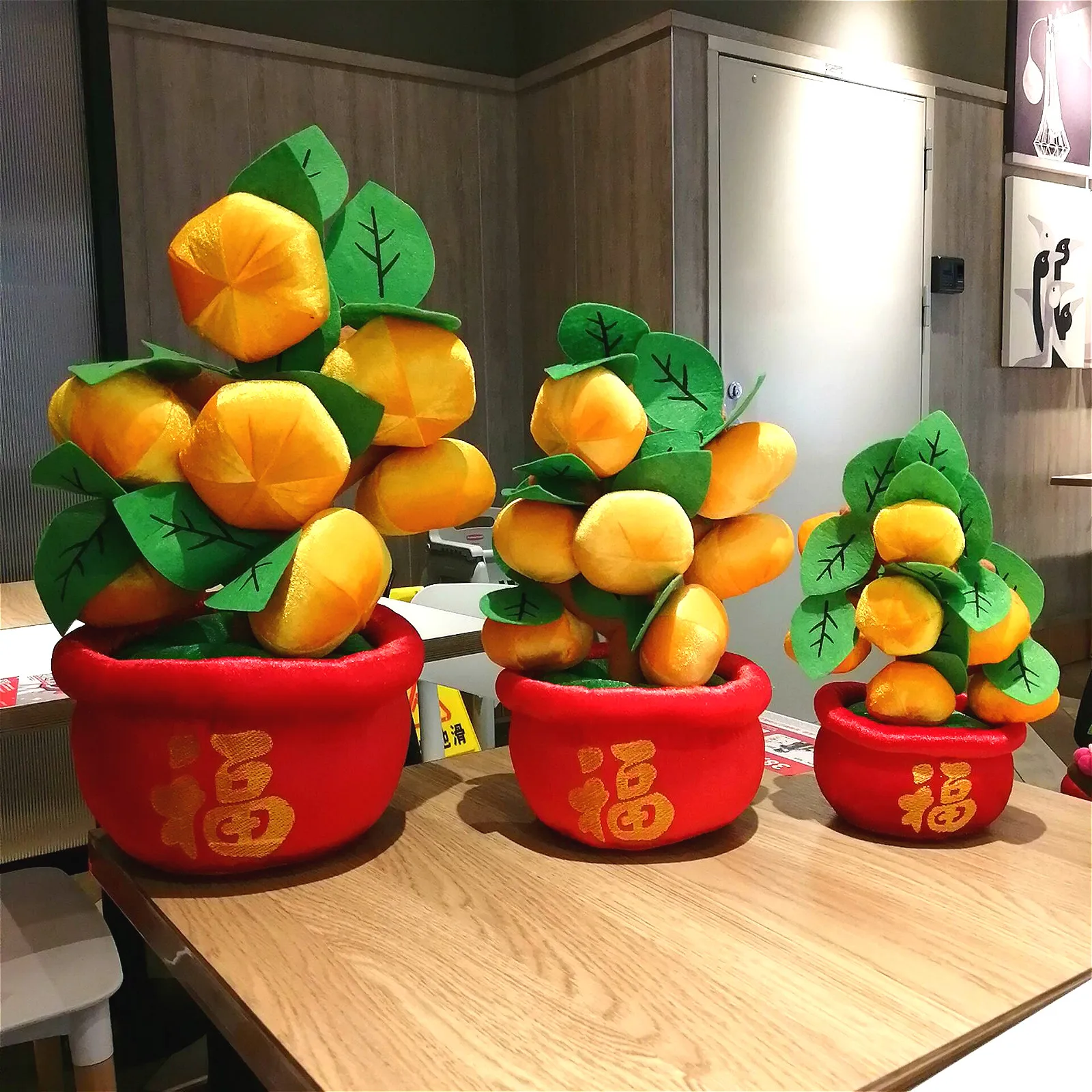 Chinese New Year flower peach tree potted decoration simulation plush New Year decorations oranges