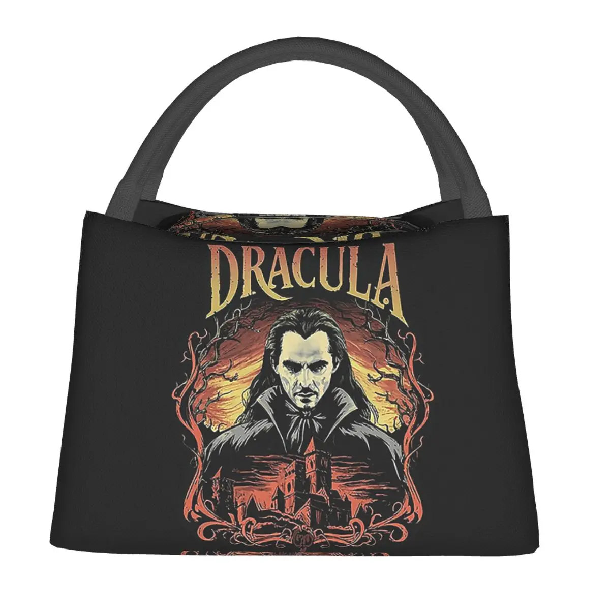 Dracula Overlooking His Castle In Lunch Bags Insulated Bento Box Lunch Tote Picnic Bags Thermal Bag for Woman Children Travel