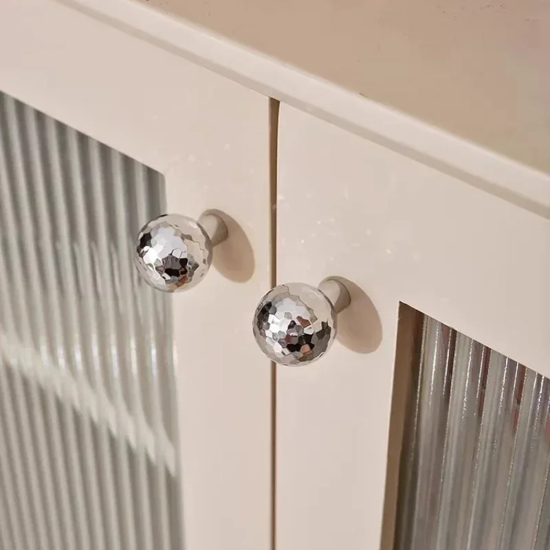Round Ball Hand Hammer Silver Light Small Knobs Furniture Shoe Cabinet Drawer Wardrobe Door Solid Brass Electroplated Handle