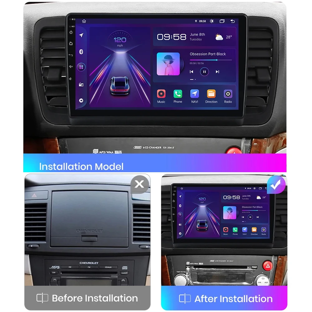 Android 16 Car Radio for Subaru Outback 3 Legacy 4 2003-2009 Multimedia Stereo Intelligent GPS Navigation Wireless Carplay DSP