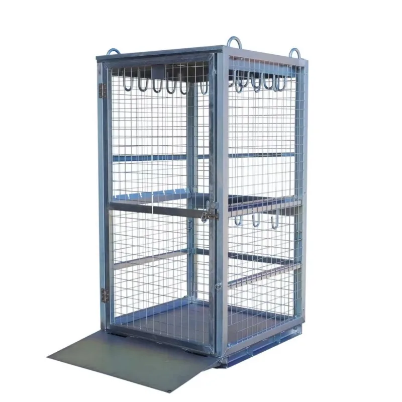 Heavy duty steel mesh sling storage cage for storing lifting equipment, chains and tools