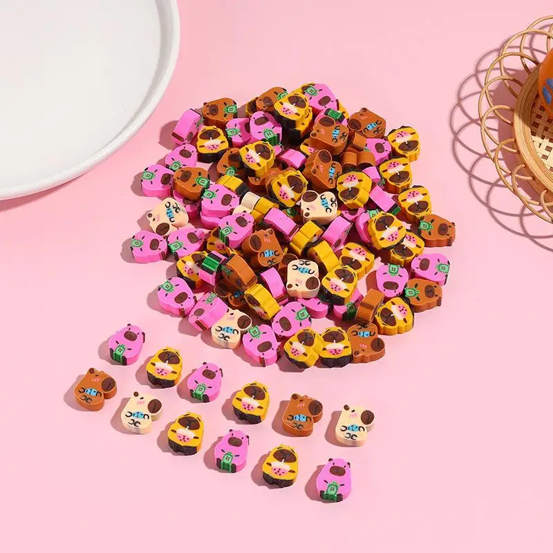 Nouveau 100 pièces créatif mignon Capybara Mini dessin animé gomme Kawaii Animal papeterie école primaire fournitures de bureau enfants prix cadeau