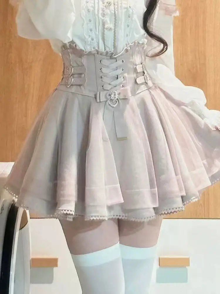 اليابانية أنيقة خمر قطعتين مجموعات Bowknot قبالة الكتف القمم عالية الخصر ميدي تنورة المرأة 2025 الخريف موضة وتتسابق #4