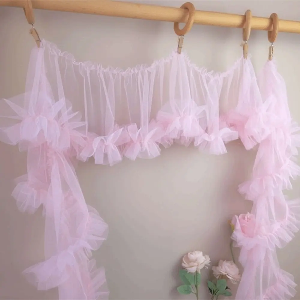 15X90cm Size Wrinkled Pleated Tulle Lace Fluffy Texture Multicolor Fringed Mesh Ribbon Soft Material Lace Fabric Trims Dress