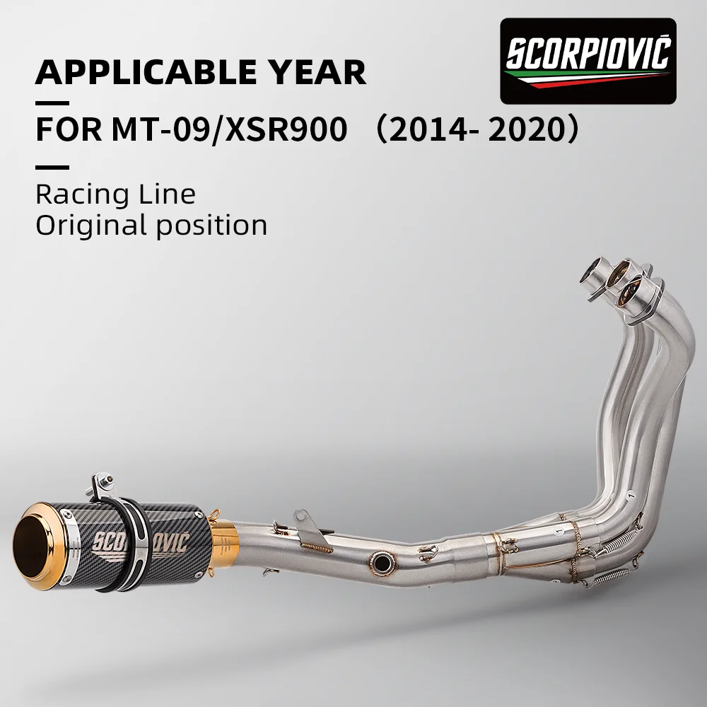 

Slip on Front End Link Pipe For yamaha MT09 MT-09 FZ09 XSR900 , Connect 51MM Motorcycle Exhaust Muffler Full motorcycle exhaust