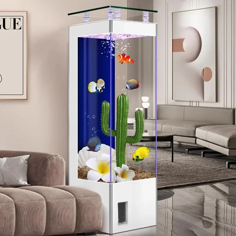 Fish Tank Living Room Small 2023 New Light Luxury Home Floor Vertical Square 2022 Automatic Water Change