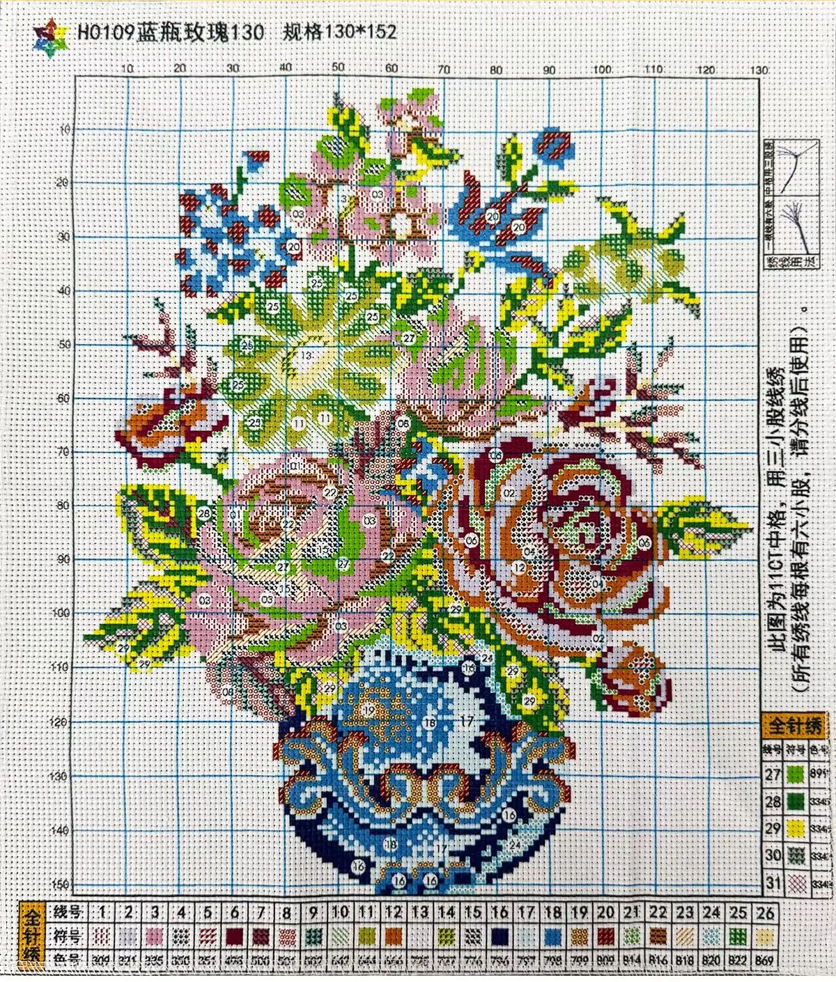 Blue Bottle And Rose, Cross St - Embroidery Rose Stitch ulasan dan harga