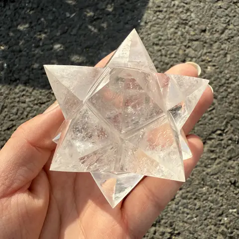 천연 손으로 새겨진 흰색 크리스탈 Merkaba, 명상 보조, 위대한 영기 흡수, 밸런스 세터, 홈 데코, 12 포인트