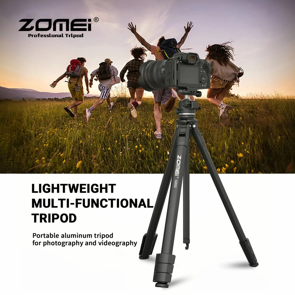 Zomei 166 см/63 дюйма, дорожный штатив из алюминиевого сплава с регулируемой высотой для смартфона, зеркальной камеры, фото-видео, 360° ° Вращающаяся шаровая головка