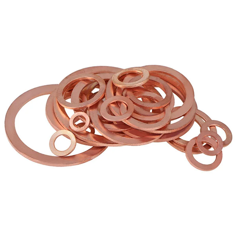 Copper Washer for Oil Sump Plug M5 M6 M8 M10 M12 M14 M16 M18 M20 M22 M24 M27 M30-M60 Sealing Solid Washer Flat Seal Gasket Ring