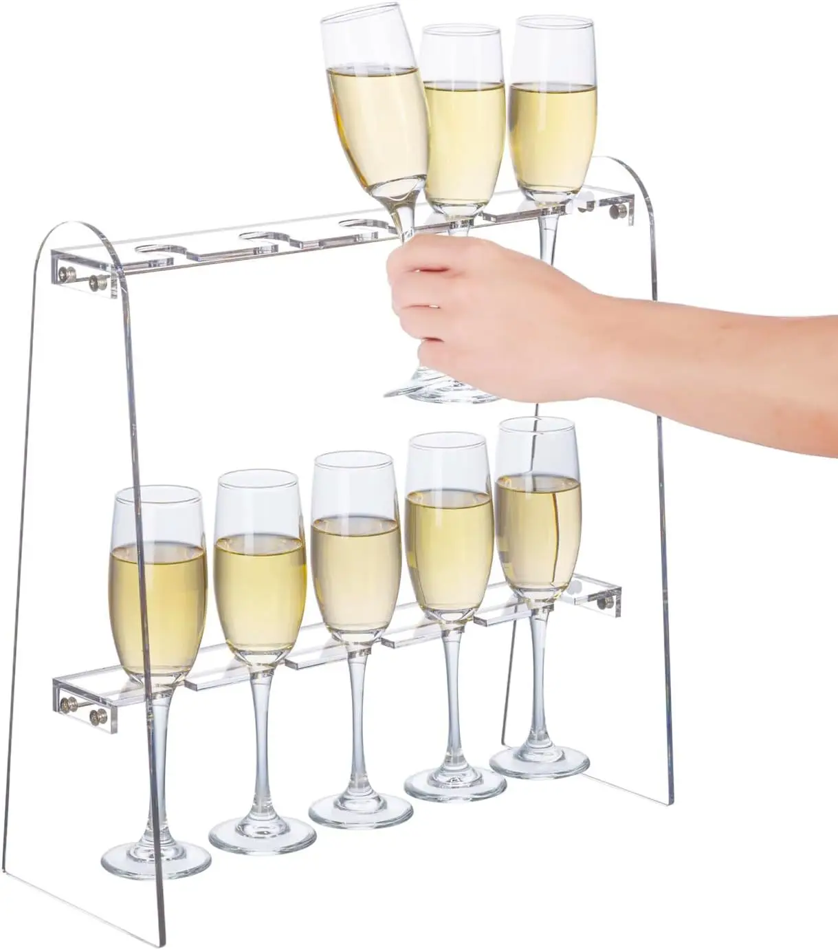 Acrylic bottle rack | Wine display | 10 bottle 2-layer  | Bar counter top display Transparent wine