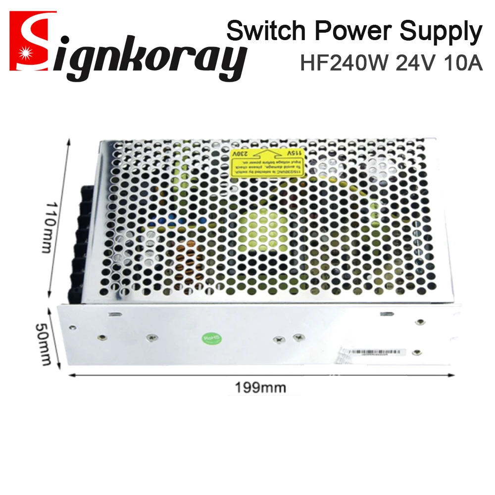 SignkoRay HF240W-SF-24 Switch Power Supply 110/220VAC to DC24V 10A for Industrial Control / LED / Monitoring and Medical