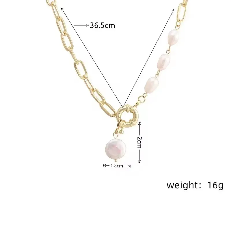 1Pc Imitation Pearl Pendant Necklace for Man and Woman Hip Hop Style Gold Plated Necklace Metal Wind Jewelry image 6