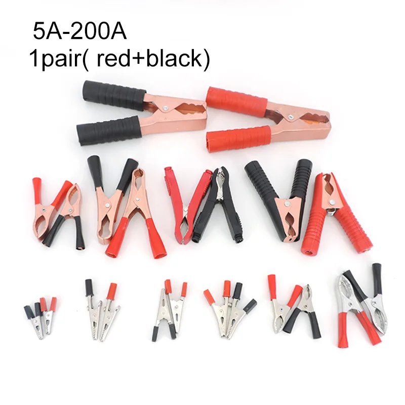 Red Black 5A 50/100/200A 50mm Alligator Clips Crocodile clamp Metal banana Plug Connector for Car Battery Power Test Lead