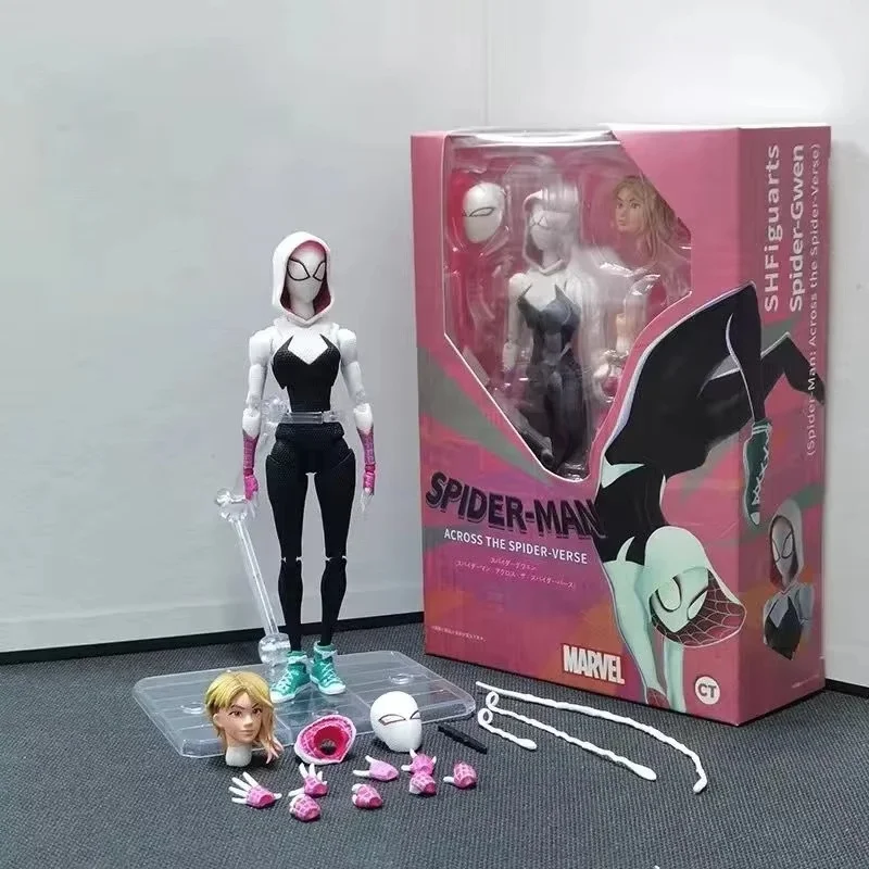 أنيمي الرجل العنكبوت Shf Figuarts مايلز موراليس جوين عمل أرقام جوين العنكبوت امرأة تمثال سبايدرمان الشكل البلاستيكية نموذج ألعاب الدمى